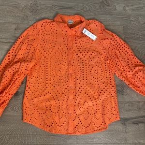 NWT Chico's Cut Out Button Down Full Sleeve blouse